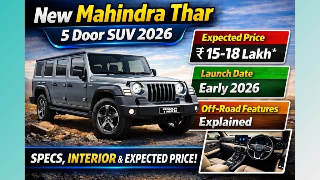 Mahindra Thar 5 Door 2026 Price, Launch Date, Mileage & Off-Road Features Explained 9 Mahindra Thar 5 Door 2026 Price, Launch Date, Mileage & Off-Road Features Explained